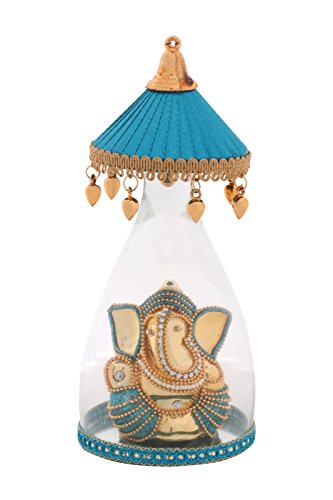 Itiha Blue Umbrella Ganesha Showpiece for Car Dashboard Ornament or Home Decor/Return Gift/Diwali Gift/House Warming Gift (8 inch)