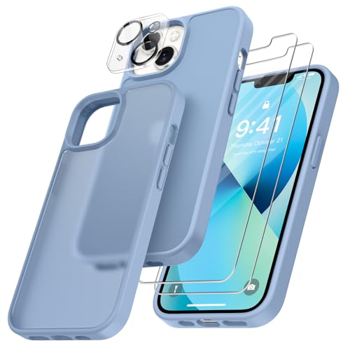 FLLAO 4 en 1 Coque pour iPhone 13 Mini 5.4", Bleu Ciel