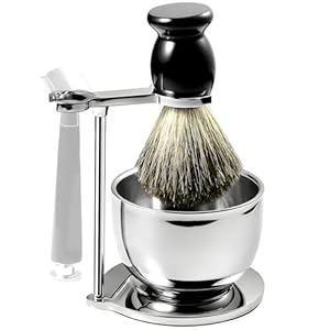 GRUTTI Shaving Brushes Kit For Men, 3 In 1 Shaving Brush Set Includes Shaving Brush, Shaving Bowl, Razor, Shaving Stand