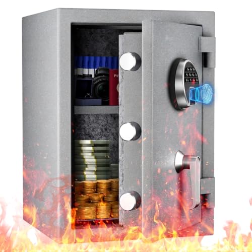 Biometric-Fireproof-Safe-Box-50-Cu-Ft-Fingerprint-Safe-Grey Biometric Fireproof Safe Box, 5.0 Cu Ft Fingerprint Safe (Grey) - Image 1