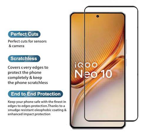 Image of FabeKee Tempered Glass Screen Protector Compatible For Black Cellphone With Edge To Edge Coverage And Easy Installation Kit (Transparent, iQOO Neo 10)