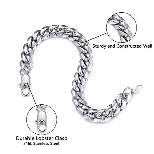 ChainsPro Cuban Link Bracelet for Mens, 6/10/14 mm, 19-21CM Length, 18K Gold Plated/316L Stainless Steel/Black-With Gift Box4