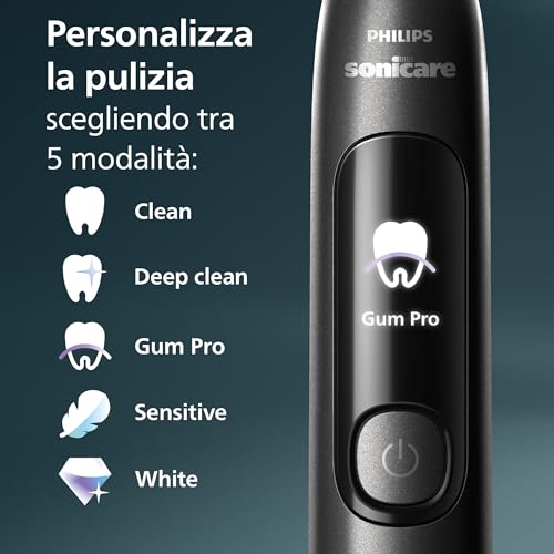 Philips Sonicare AdvancedClean Limited Edition, Spazzolino elettrico - schermo smart, sensore di pressione, promemoria sostituzione testina, 5 modalità di spazzolamento e SmarTimer, nero, HX3792/11 - Immagine 4