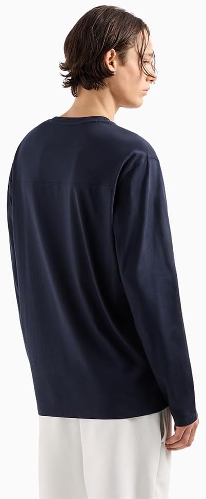 Armani Exchange Men's Small Side Logo Tab Long Sleeve Regular Fit Mercerized Cotton Tee - Image 2