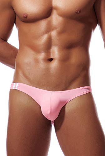 Newsywell Men's High-Leg Bulge Bikini Underwear Breathable Low Rise Sport Briefs Red Medium #TOP17