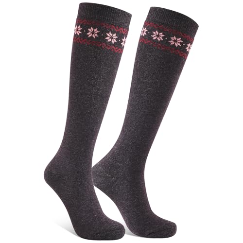 Merino Wool Compression Socks for Women Ultra Soft Support Knee High Socks for Nurse, Pregnancy, Travel, Hiking, Ski - Thermal Warm Winter Thick Cushioned Wide Calf Plus Size Arch Support