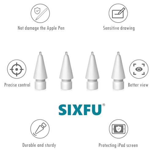 Image of SIXFU Medium Length Metal Tips Compatible with Apple Pencil Tip, Durable Tips Compatible with Apple Pencil Pro /USB-C / 1st / 2nd Generation, Accessories Compatible with iPad Pencil