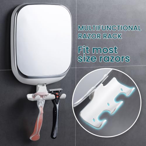Image of TAILI Shower Mirror Fogless for Shaving with Suction Cup - Fog Free Shower Mirror, Shatterproof & Waterproof, No-Drilling Removable Wall Mounted for Bathroom, White