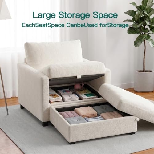 Image of Single Sofa with Storage Ottoman, 38 inch Modern Couch for Living Room