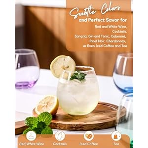 Coloviestemlesswineglassessetof6largecoloredwineglassesshortwineglasssetforredwinewhitewinenostemmargaritaglasses15oz Urban Country Home Decor Colovie stemless wine glasses set of 6 large colored wine glasses short wine glass set for red wine white wine no stem margarita glasses 15 oz urban country home decor