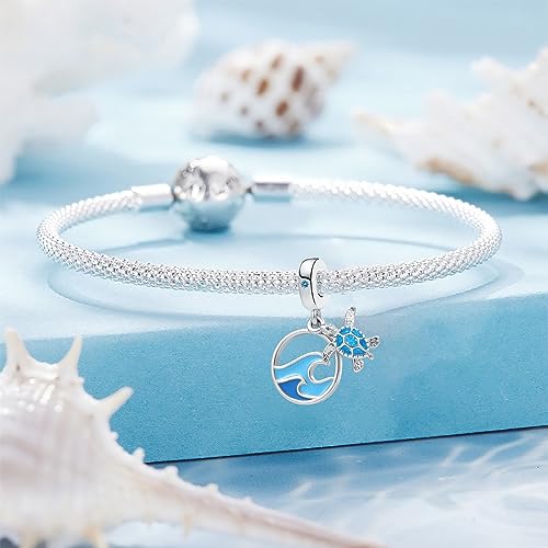 Image of Tropical Ocean Life Charm Sea Turtle Starfish Enamel Dangle Bead for European Bracelet