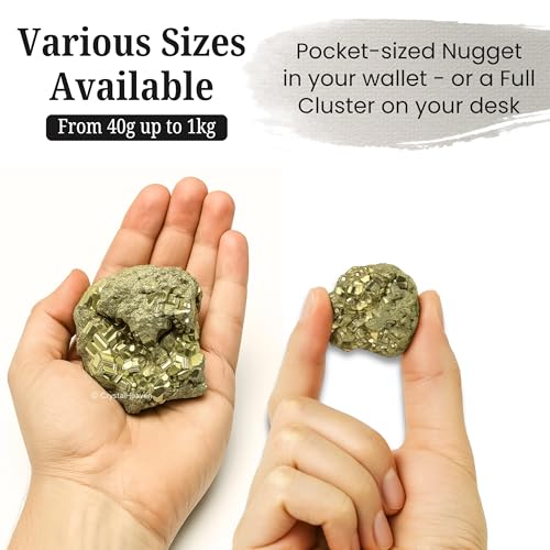 Image of Pyrite Stone Original Cluster Samples - High Energy Natural Iron Pyrite Stone Gold Rock Reiki Crystal Used for Increased Willpower and Manifestation (Pyrite 80-120 Gram)