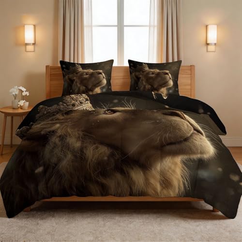Edredón King 230x220 gris de 7,5 tog con diseño de león y fundas 5