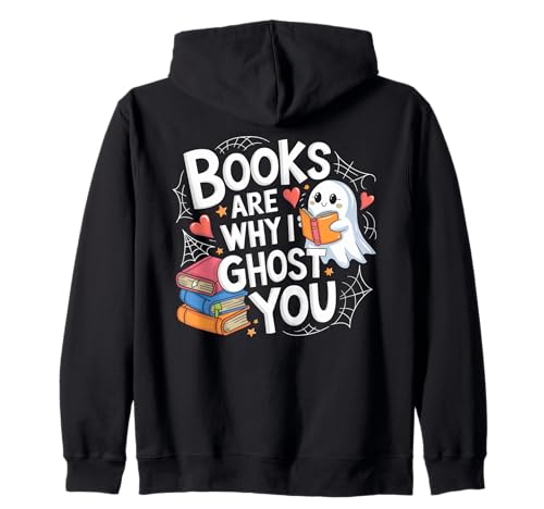 Cute Ghost Bookish Book Lover Reading Felpa con Cappuccio