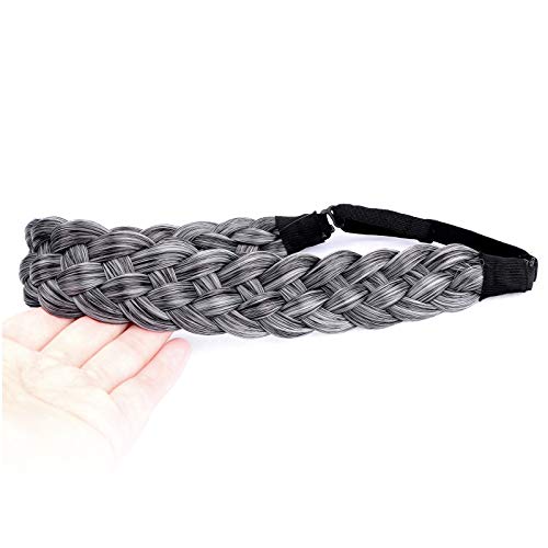 Gledola 5 Strands Synthetic Hair Braid Headband Hair Braided Headband for Women Girl (Dark Gray) - Image 2