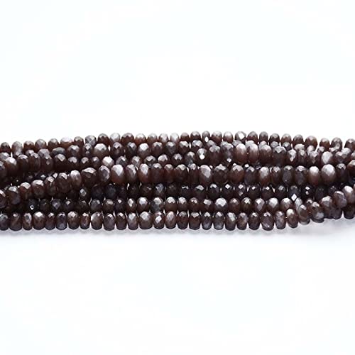Pierre de lune chocolat rondelles facettées 8mm LKBEADS fil 8 pouces