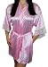 Women's Satin Kimono Bridesmaid Silky Short Robe Lace Trim Sleeves and Pockets
