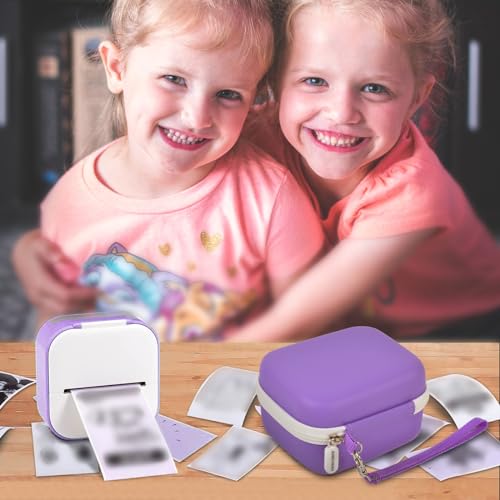 Image of ANKHOH Label Maker Case for Memoking T02 / for Phomemo M02 / M02S / M02 Pro / Q30S / for Nelko PM230 / for Anycash /for Ponek Mini Pocket Printer, Portable Sticker Paper Storage Holder - Box Only (Purple)