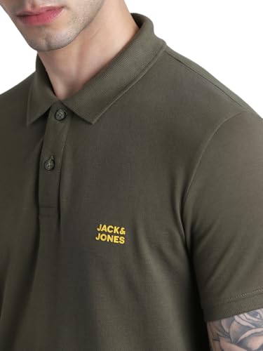Image of Jack&Jones Men's Cotton Logo Print Slim Fit Polo