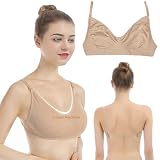 iMucci Clear Strap Bra Professional Dance Bra NO Sponge Invisible Ballet Bra (Lower Neckline)
