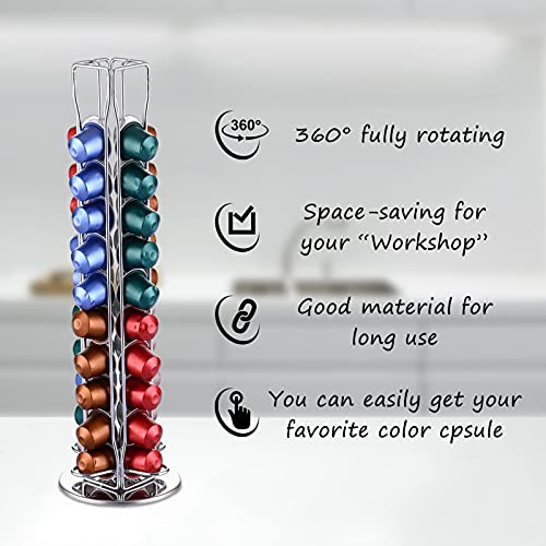 YGJT Porte Capsules NespressoOriginal Rotatif Distributeur Présentoir - Pour 40 Pièces-Support Capsules Original Rangement Solution Économie d'espace - Image 4