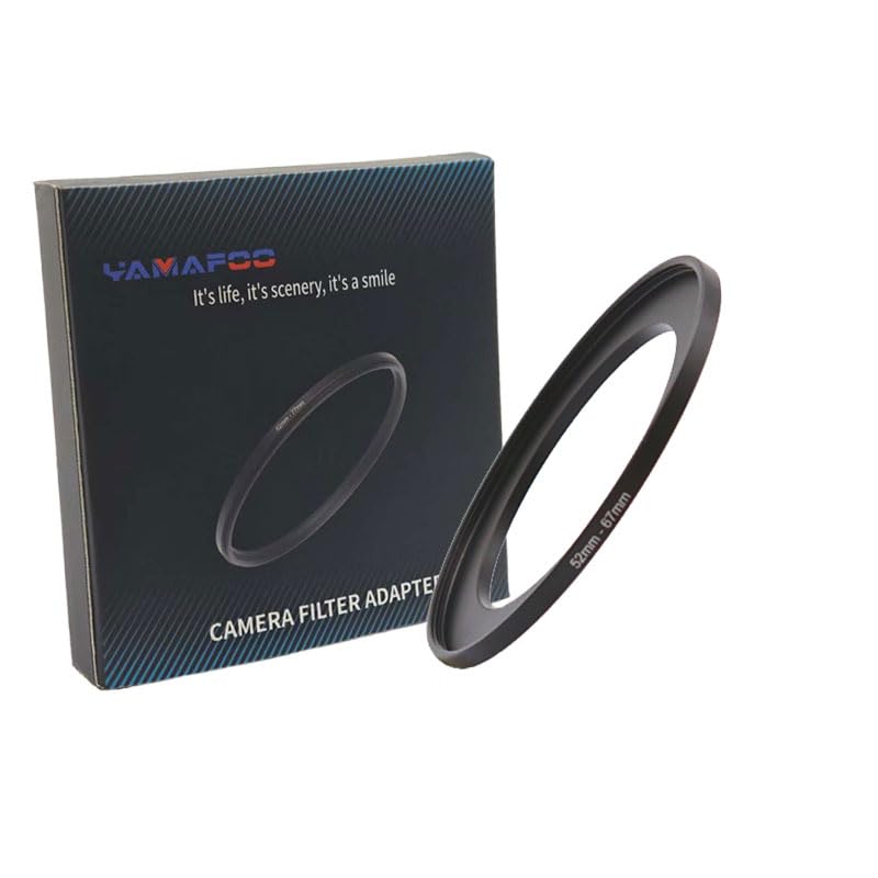 YAMAFOO 52mm to 67mm Step-Up Ring/Step Down Rings Filter Adapter for All Brands UV ND CPL Metal Ring Step-Up Rings Adapter Filter,Black (52-67)