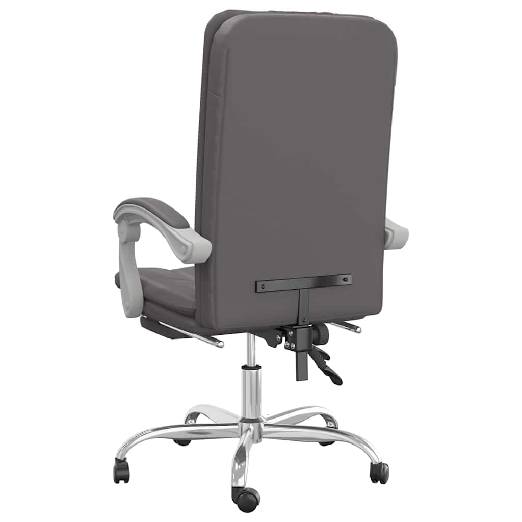 Sedia da ufficio con funzione reclinabile, in ecopelle, colore: grigio