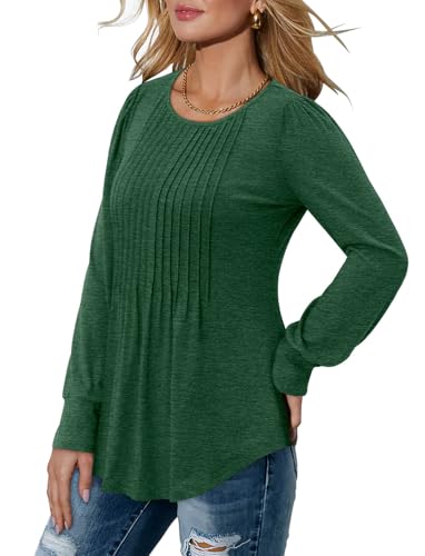 BETTE BOUTIK Long Sleeve Shirts for Women Fall Tops Dressy Blouses Crewneck Tunic Tops for Leggings S-3XL