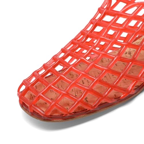 Jelly Mesh Ballet Flats - Comfortable Clear Jelly Shoes, Adult Women's Closed Toe Flats Sandals