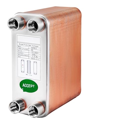 Intercambiador de calor, Intercambiador De Calor 3'x7.5' 60 Placas Soldadas 316L 1/2' BSP FPT Intercambiador De Calor TB12 Enfriador De Mosto De Cerveza For Calefacción Hidrónica