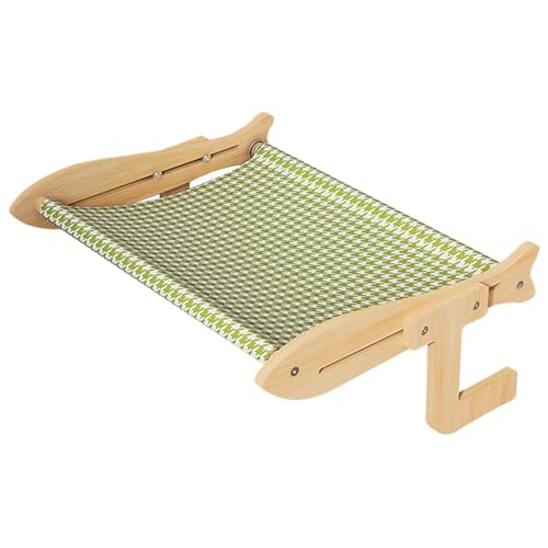Cama para ventana de gato – Hamaca para ventana | Muebles para mascotas que ahorran espacio con marco de madera – 45 x 35 x 18 cm, cama de algodón transpirable con soporte de metal para gatitos, gatos