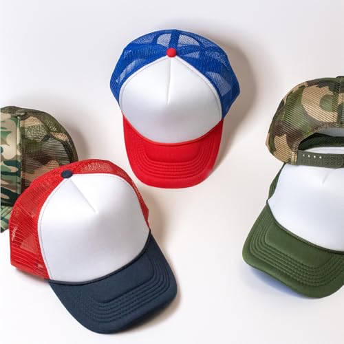 Image of CHOK.LIDS Classic Foam Trucker Hat Summer Mesh Rope Cap Solid Two Toned Blank Hat Mens Womens Adjustable Strap Light Weight