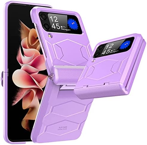 Vizvera Galaxy Z Flip 3 5G Case with Hinge Protection (2021), Armor Shape Design, Hard PC &Comfortable Skin Feel, Anti-Drop Non-Slip Full Protection Phone Case Designed for Samsung z Flip 3 5G(Purple)