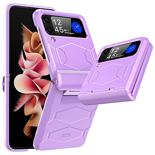 Vizvera Galaxy Z Flip 3 5G Case With Hinge Protection (2021), Armor Shape Design, Hard Pc &Comfortable Skin Feel, Anti-Drop Non-Slip Full Protection Phone Case Designed For Samsung Z Flip 3 5G(Purple) #TOP2
