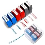 Self Inking Stamp Set 6 Pack - Red & Blue Ink for Business Documents | Pre-Inked Office Stamps (Paid, Copy, Urgent, Draft) | Durable Rubber Stamps for Paperwork & Records