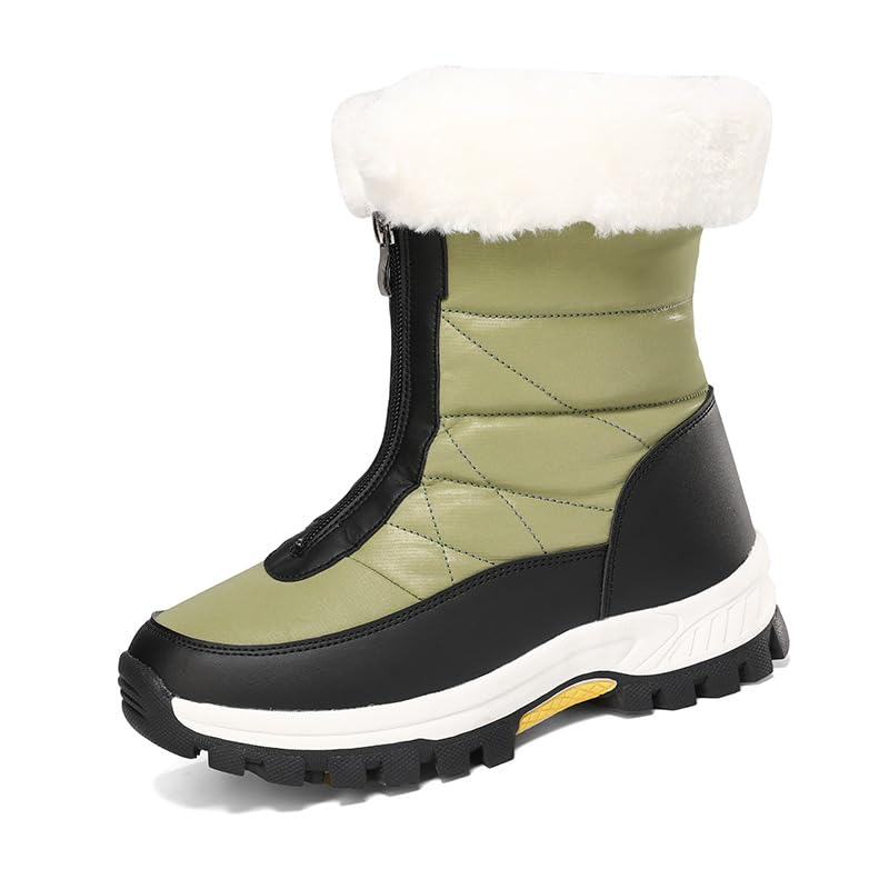 Womens Comfortable Snow Boots for Walking: Anti-Slip Mid-Calf Winter Boots - Durable Faux Fur Lined Booties for Women