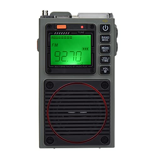 HanRongDa Radio, APP Control Bluetooth Speaker Support MicroSD Card, AM/FM/VHF/Shortwave/WB Receiver with NOAA Alerts and Wire Antenna, Rechargeable Digital Radios with Six Kinds of Backlit HRD787