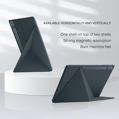 Image of Magnetic Case for Samsung Galaxy Tab S10 Plus 2024 /S9 FE+ /S9 Plus 12.4 Inch 2023 - Model SM-X820 /X826B /X610 /X616B /X810 /X816B Tablet with S-Pen Holder, Auto Wake /Sleep Smart Tablet Cover, Grey