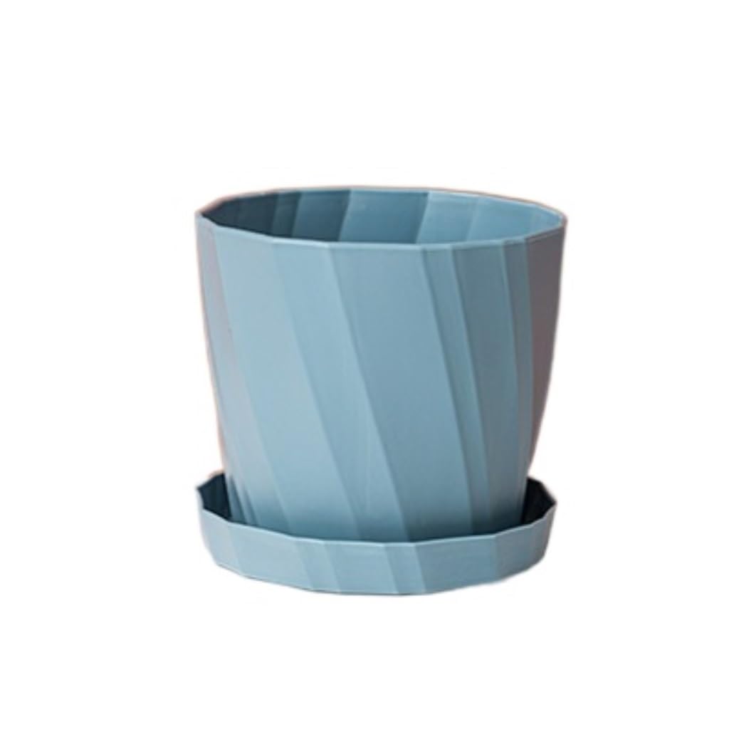 Doniczka na kwiaty Plastikowa doniczka doniczka na sukulenty roślina doniczkowa z tacą doniczka kwiat balkonowy doniczka wewnątrz/na zewnątrz doniczka Doniczki (Color : Blauw, Size : M)