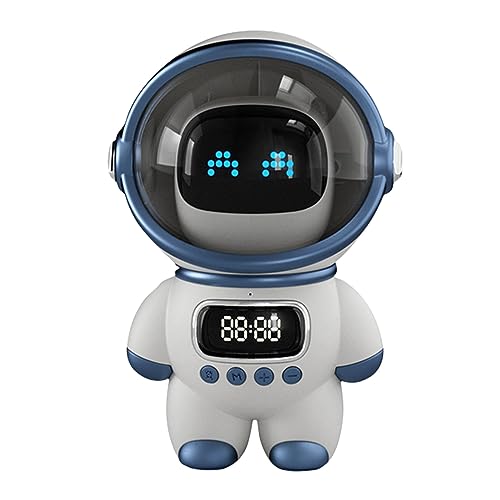 Qcwwy Altavoz Inteligente de IA, Altavoz Inteligente de Sonido HD de 6w HD con Reloj y Luz Nocturna Adecuada para Decorar el Dormitorio de la Casa del Hogar (White)