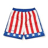 MAMUN Short rétro de qualité supérieure America, Rouge Blanc Bleu, XL