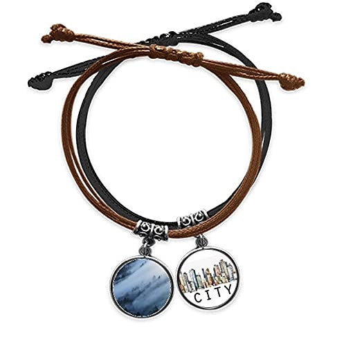 Bracelet corde forêt montagne pour homme et femme en cuir tressé