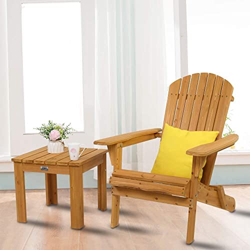 Vingli Folding Adirondack Chairs Wood Lawn Chair Wooden Lounger 350 Lbs Support Fire Pit Seating Natural Finished Weather Resistant Indoor Outdoor Furniture #TOP5