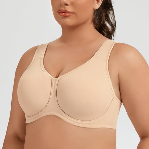 Image of Women's Underwire Sports Bra High Impact Plus Size Full Support Running Bra