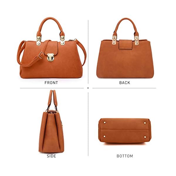 Dasein Women Satchel Handbags Top Handle Purse Medium Tote Bag Vegan Leather Shoulder Bag Brown