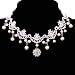 Yazilind Elegant White Lace Flower Shape Venetian Pearl Crystal Lace Collar Necklace