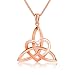 Sterling Silver Good Luck Irish Celtic Knot Triangle Lover Heart Shaped Pendant Necklace, 18"