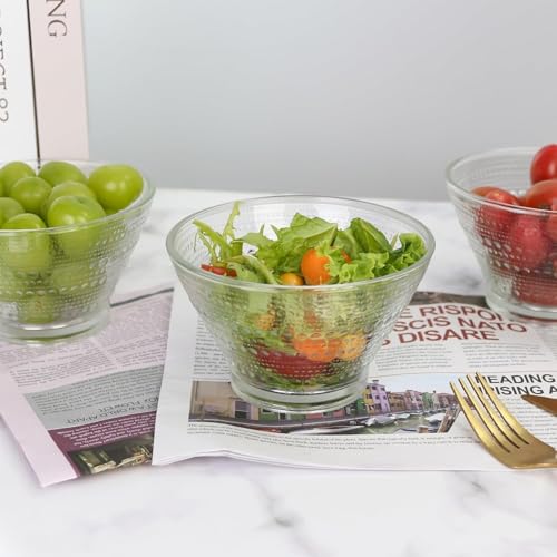 Image of WRINGO Glass Bowl for Kitchen Prep, Dessert, Dips, and Candy Dishes, Cake, Snack Bowl Set of 6 Or Nut Bowls, and Microwave Safe Clear Glass Bowls for Mixing, Storing Size 5 Inch (WR-04), 250 ml