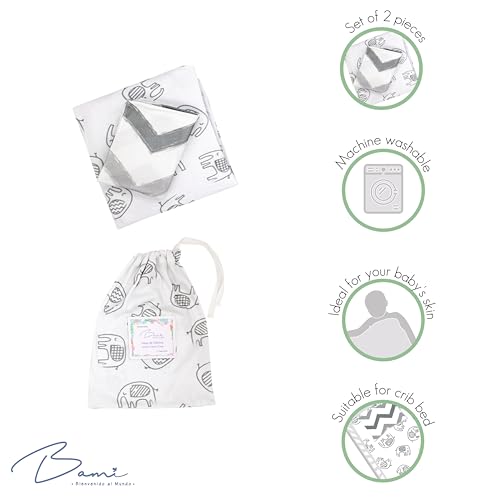 Image of BAMI 2-Piece Ultra Soft 100% Cotton Crib Sheet Set Breathable Fitted Crib Sheet & Pillowcase for Baby, Neutral Baby Crib Bedding, Soft & Safe for Sensitive Skin, Fits Standard Crib Mattress 52 inch x 28 inch