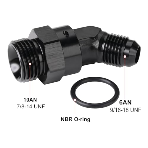 Adaptador 6AN a 10AN ORB de 45 grados para conectar tuberías de combustible 3